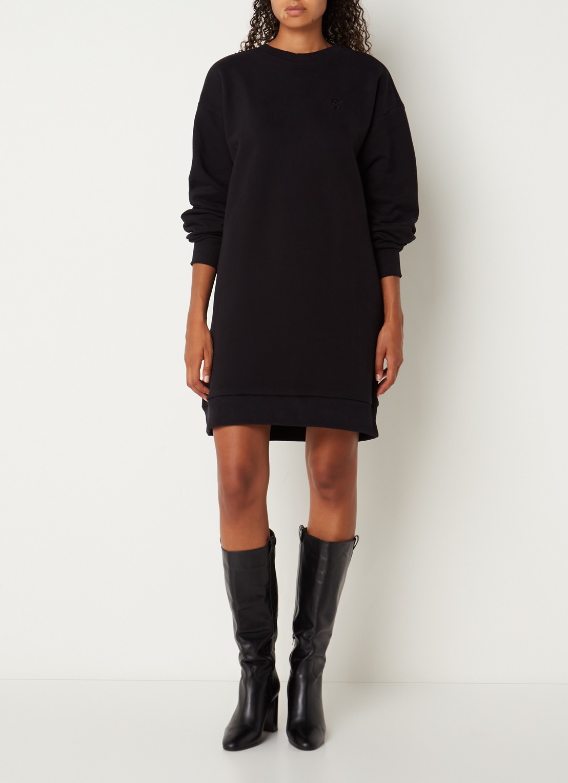 Daily Paper Nagla mini trui-jurk met logoprint - voorkant 2 zwart