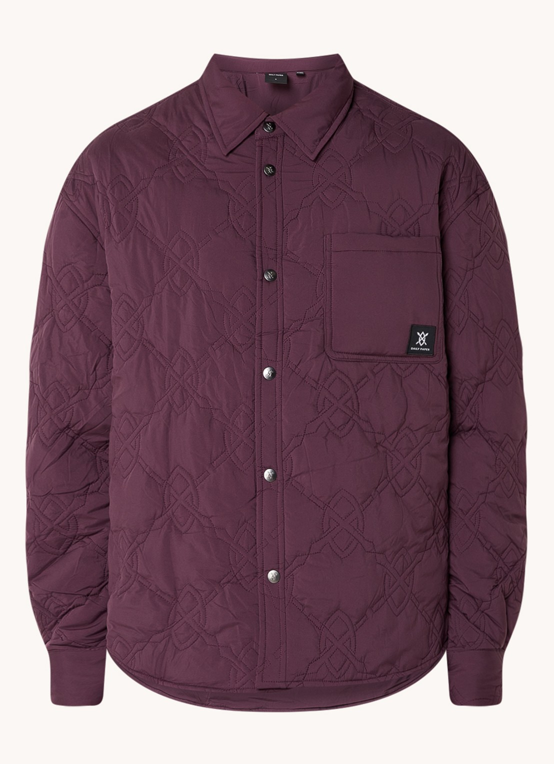 Daily Paper Najub gewatteerd overshirt met logo quilt patroon  - voorkant 2 aubergine