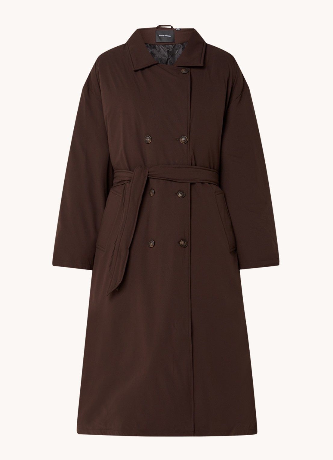 Daily Paper Niesha double-breasted gewatteerde trenchcoat  - voorkant 3 donkerbruin