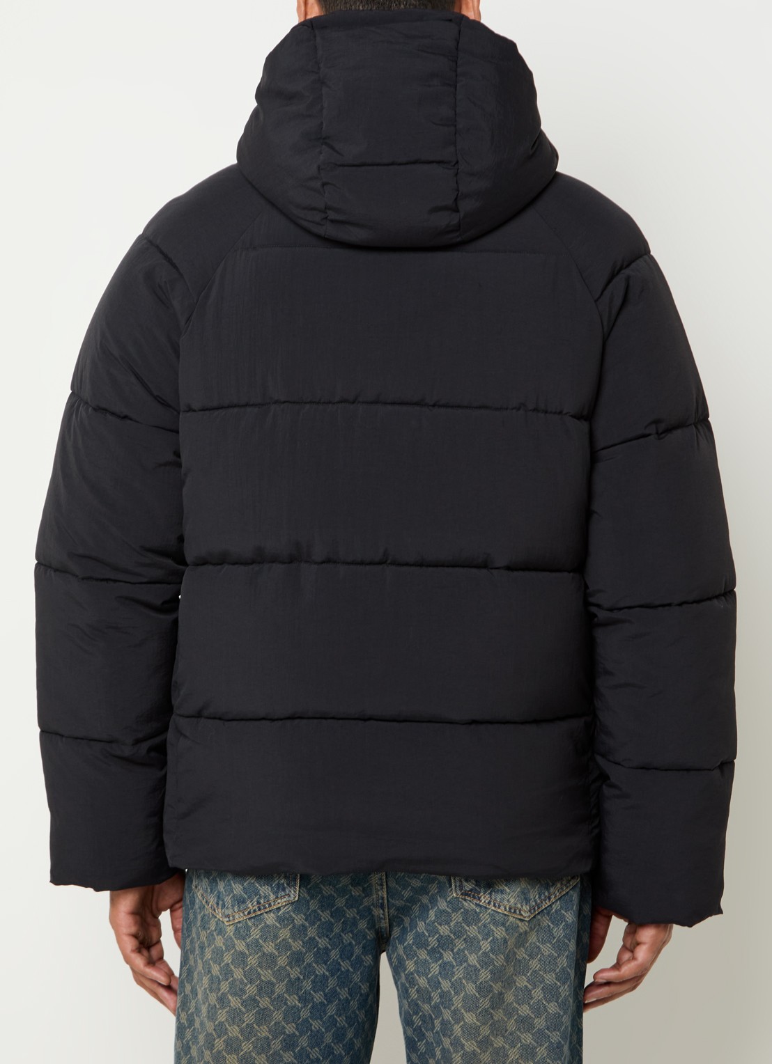 Daily Paper Puffer jack met ritszakken en capuchon - achterkant 3 zwart