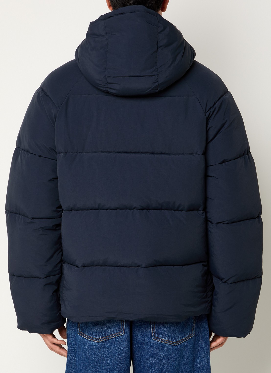 Daily Paper Puffer jack met ritszakken en capuchon - achterkant 4 donkerblauw