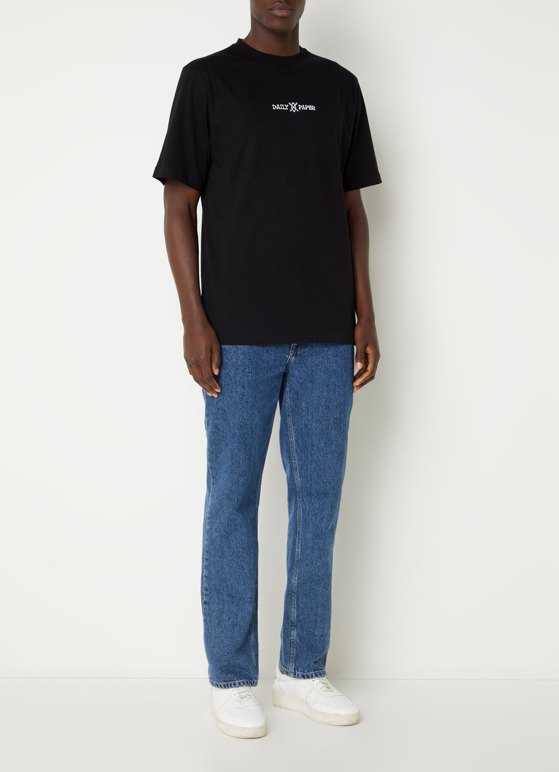 Daily Paper Raysan T-shirt met logo- en backprint  - voorkant 4 zwart