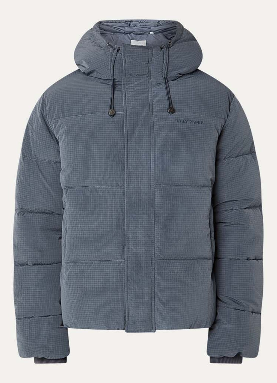 Daily Paper Ripstop puffer jack met logo - voorkant 2 donkergrijs