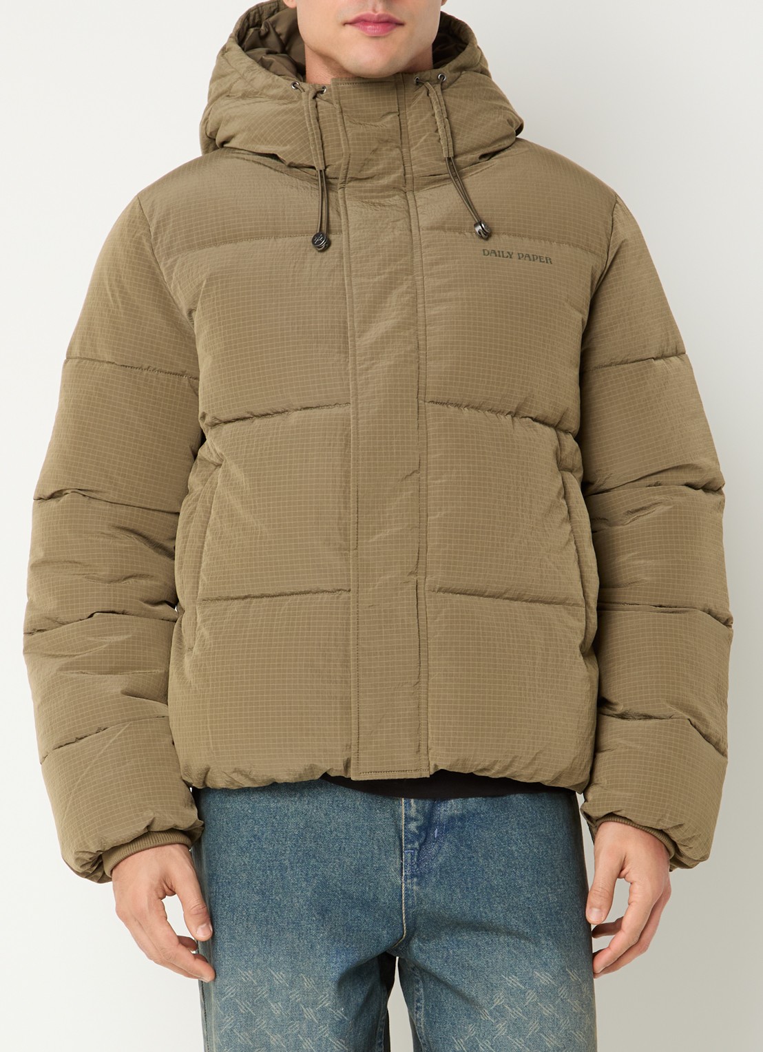 Daily Paper Ripstop puffer jack met logo - detail 4 mosgroen