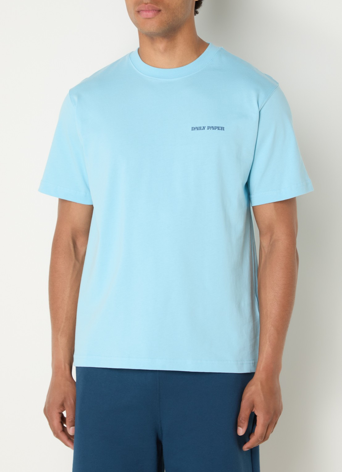 Daily Paper Safari Rally T-shirt met logo- en backprint - achterkant lichtblauw