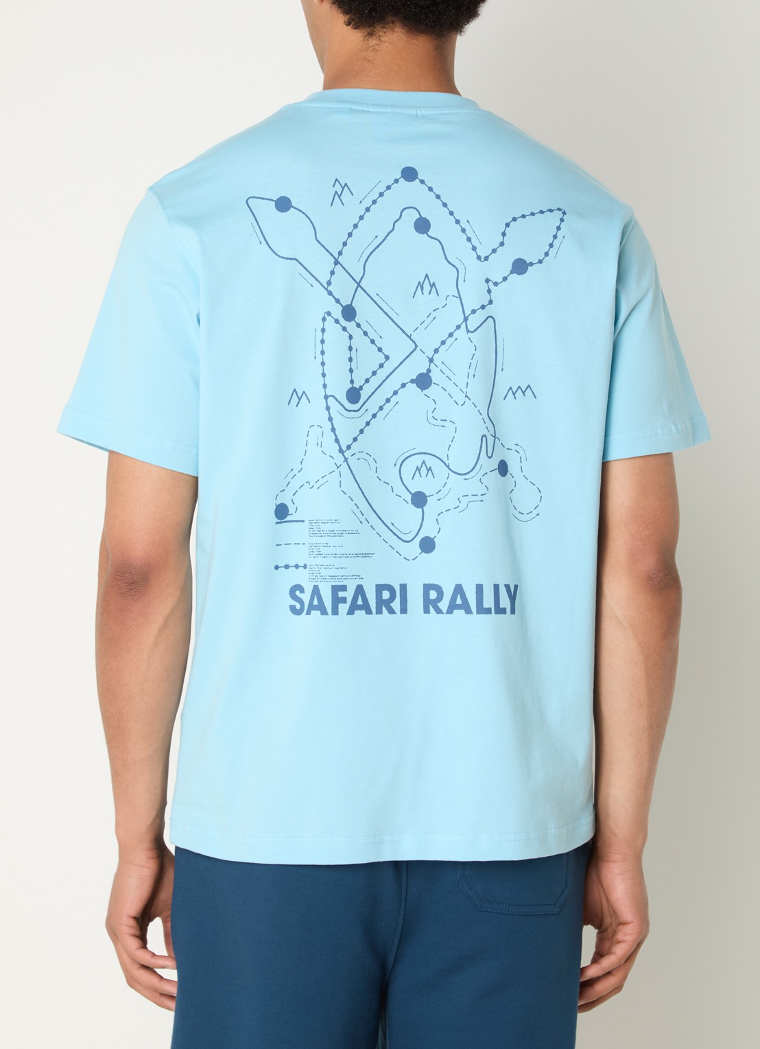 Daily Paper Safari Rally T-shirt met logo- en backprint - detail 2 lichtblauw