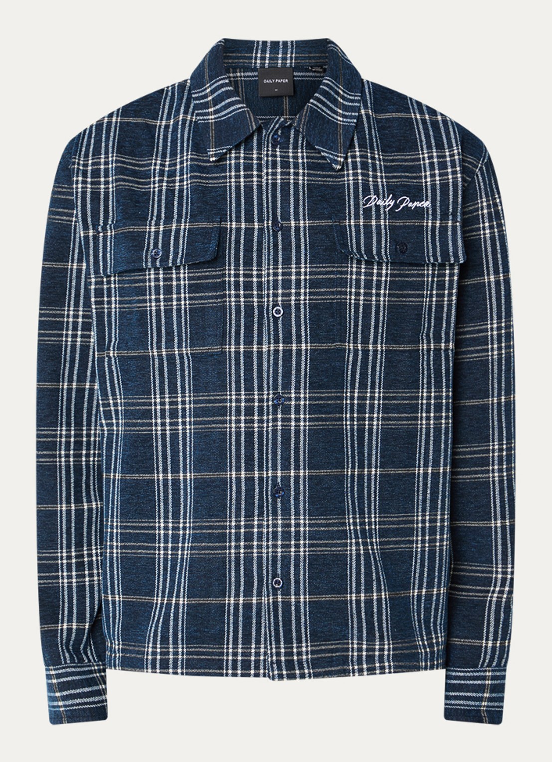 Daily Paper Script comfort fit overhemd met ruitdessin - voorkant 3 donkerblauw
