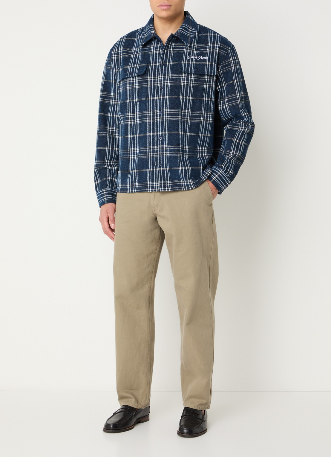 Daily Paper Script comfort fit overhemd met ruitdessin - voorkant 4 donkerblauw