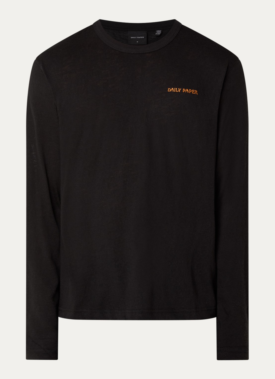 Daily Paper Slub longsleeve met logoborduring - voorkant 2 zwart