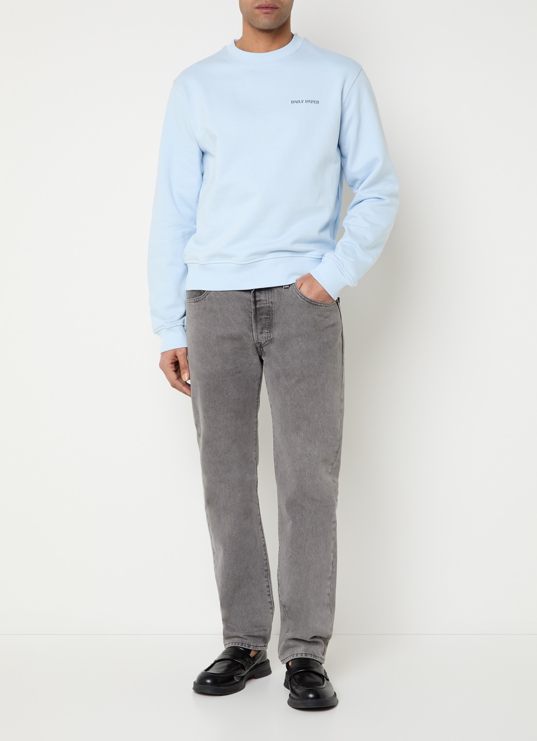 Daily Paper Snake shield sweater met logo- en backprint - voorkant 3 lichtblauw
