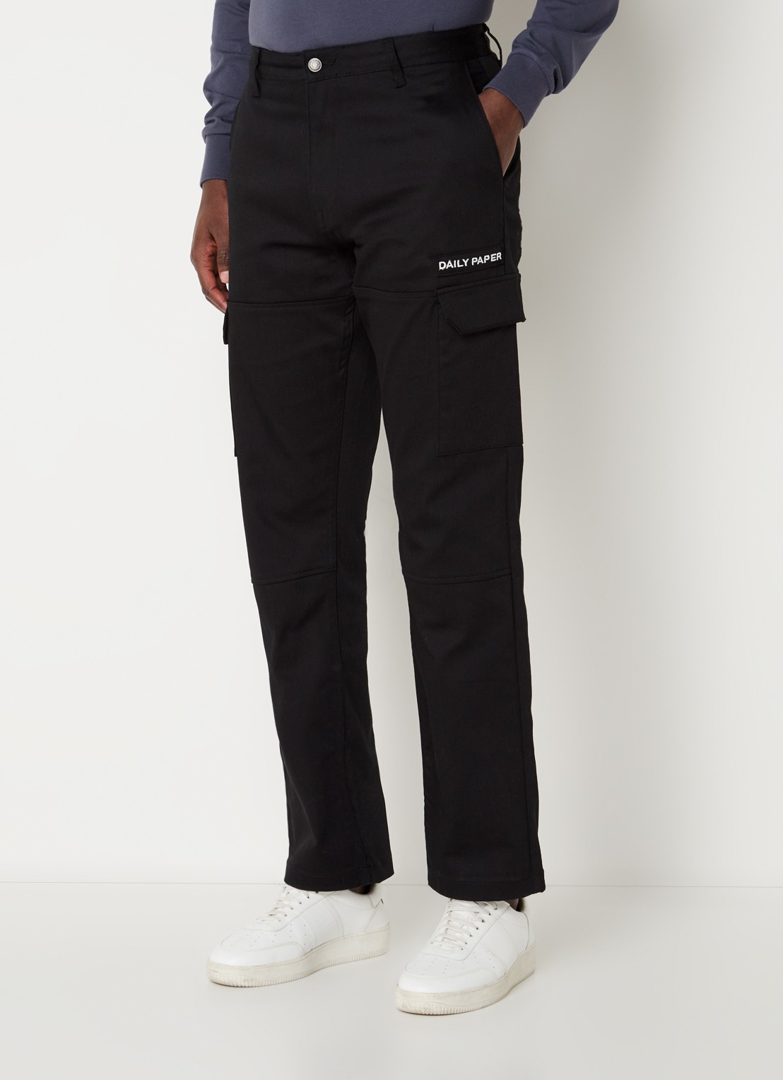 Daily Paper Straight fit cargobroek met logo - detail zwart
