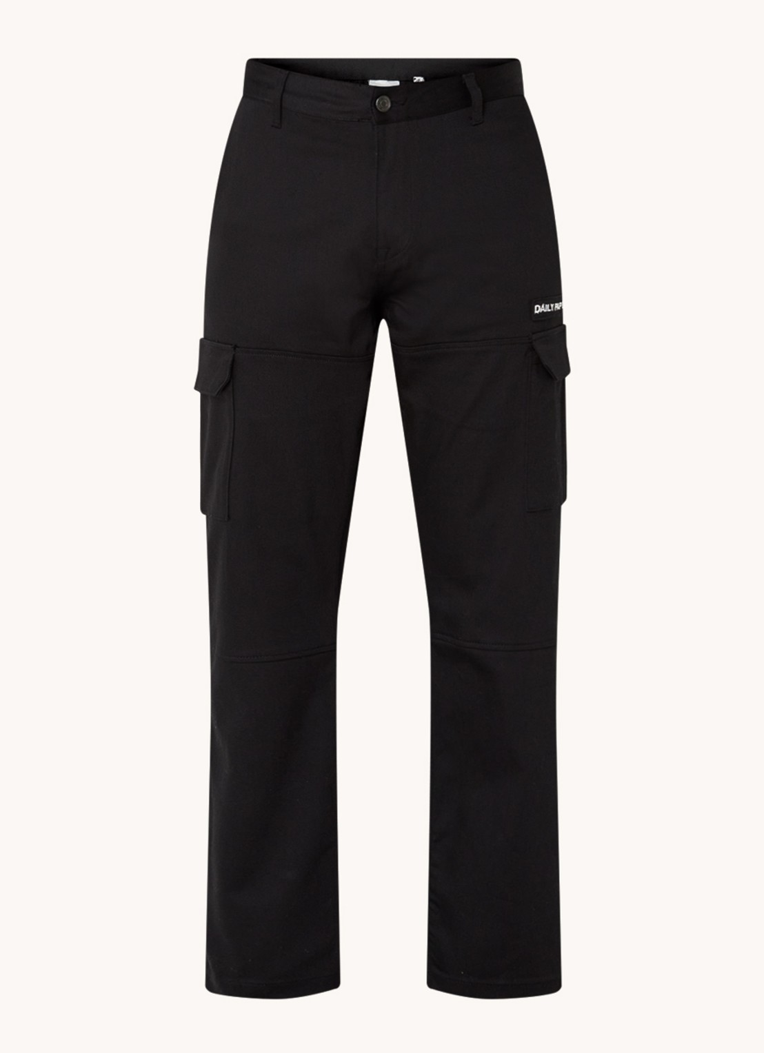 Daily Paper Straight fit cargobroek met logo - voorkant 3 zwart