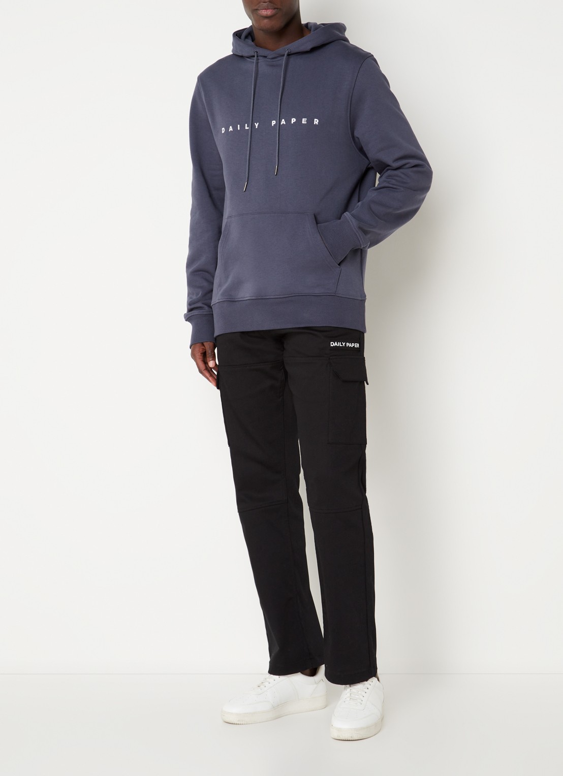 Daily Paper Straight fit cargobroek met logo - voorkant 4 zwart