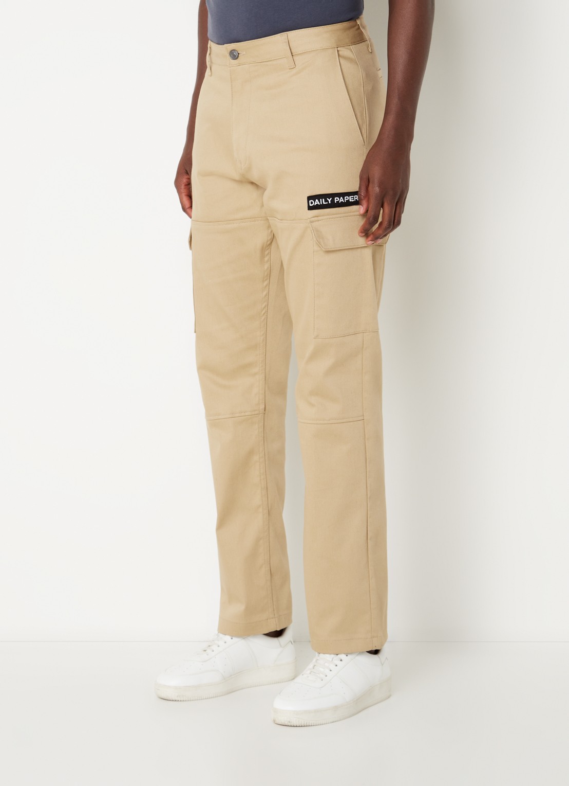 Daily Paper Straight fit cargobroek met logo - detail beige