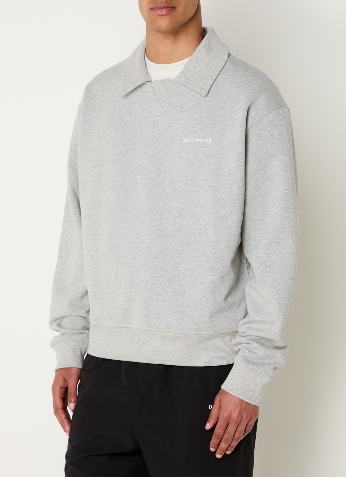 Daily Paper Sweater met logo en kraag - detail grijsmele