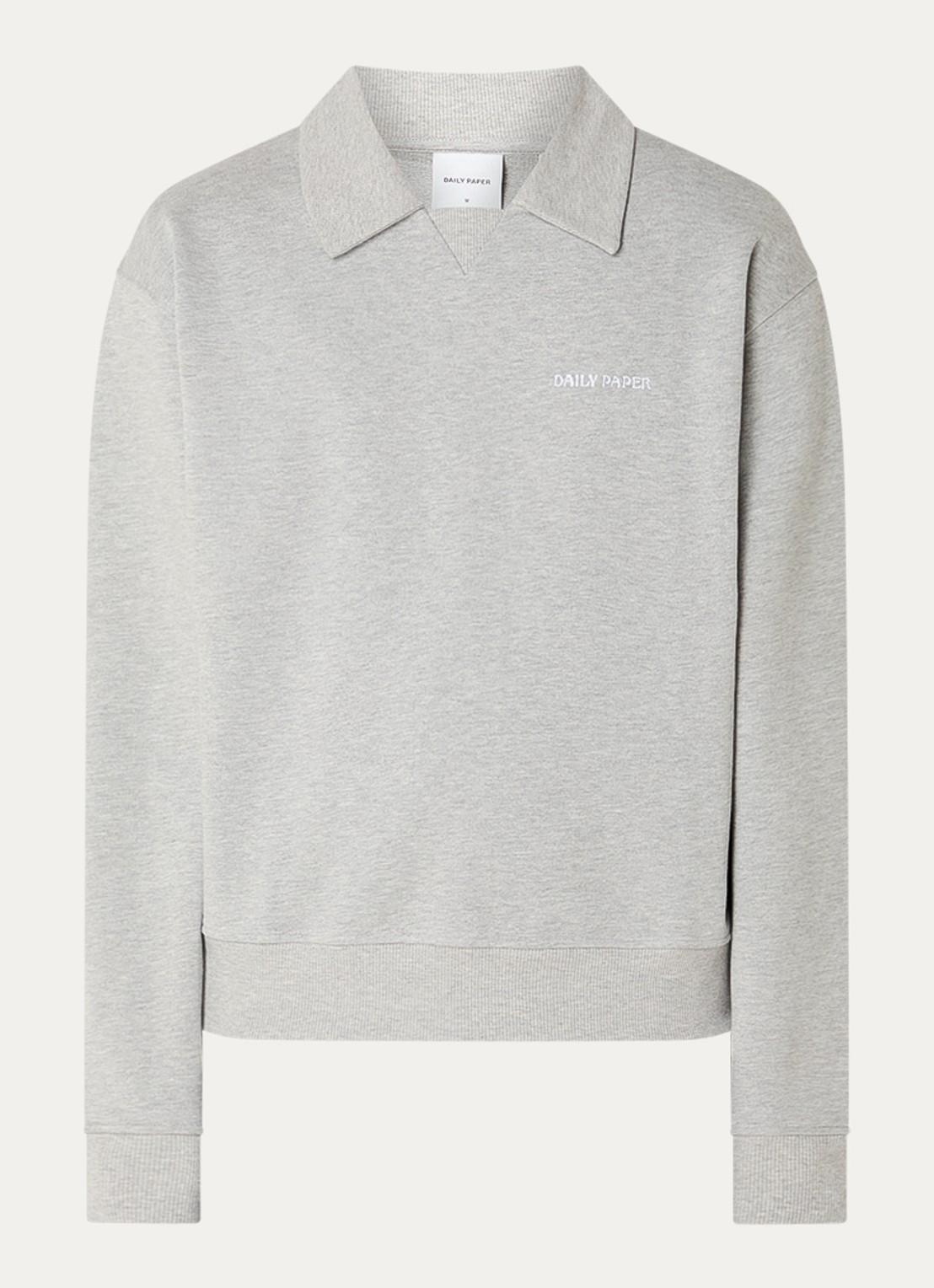 Daily Paper Sweater met logo en kraag - voorkant 2 grijsmele