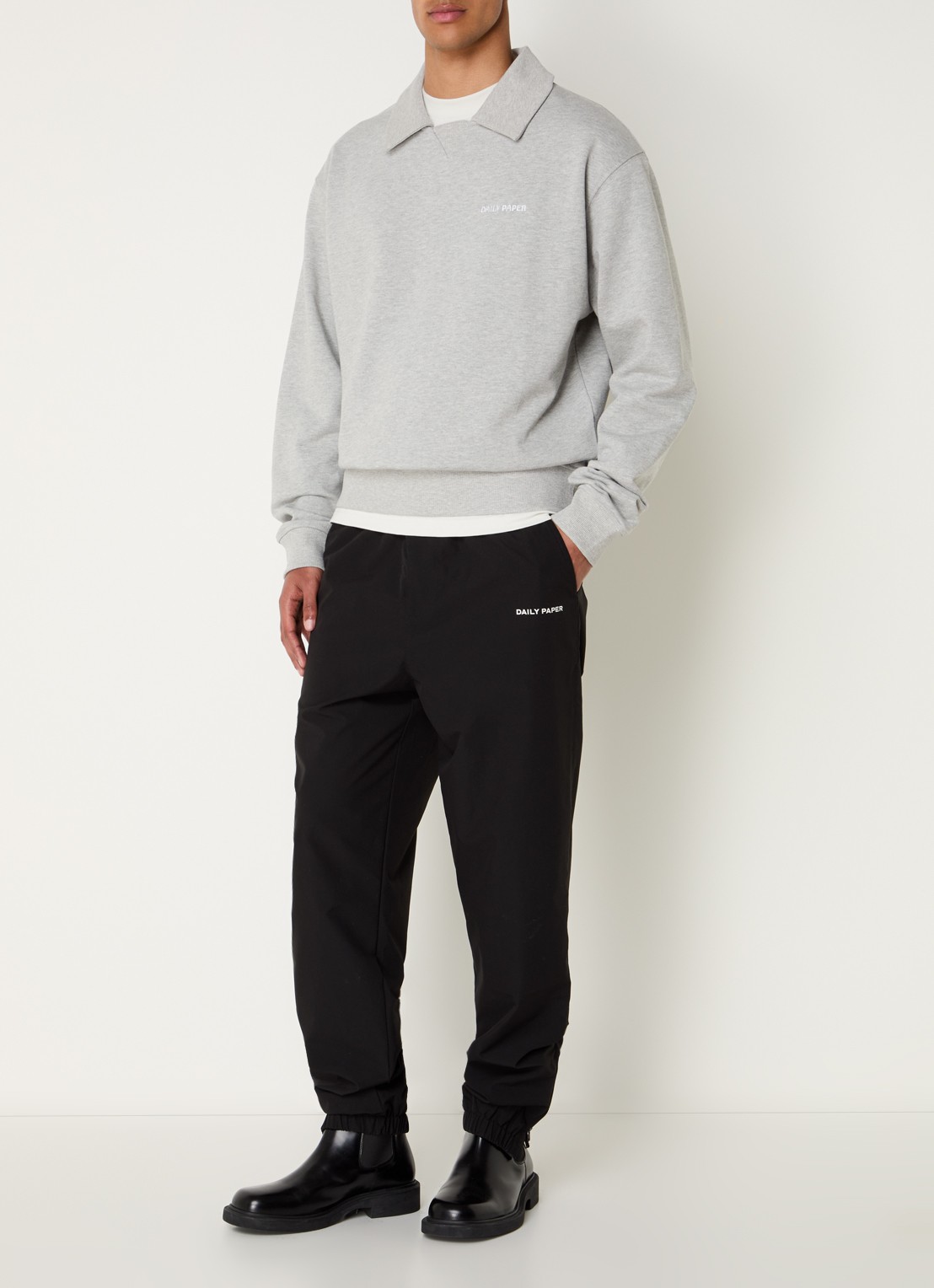 Daily Paper Sweater met logo en kraag - voorkant 3 grijsmele