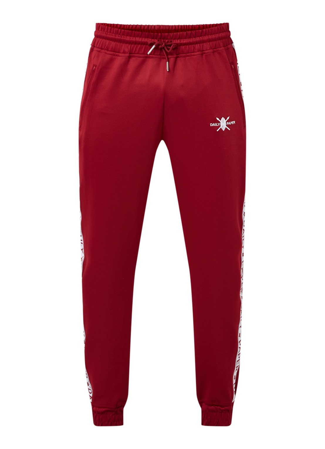 Daily Paper Tapered fit joggingbroek met logoband - voorkant 4 cranberryrood