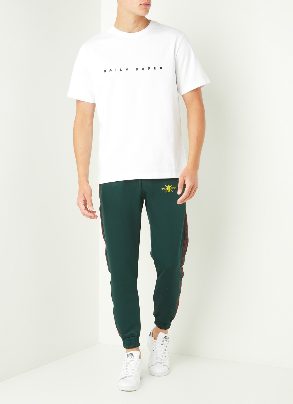 Daily Paper Tapered fit joggingbroek met logoband - voorkant 2 groen