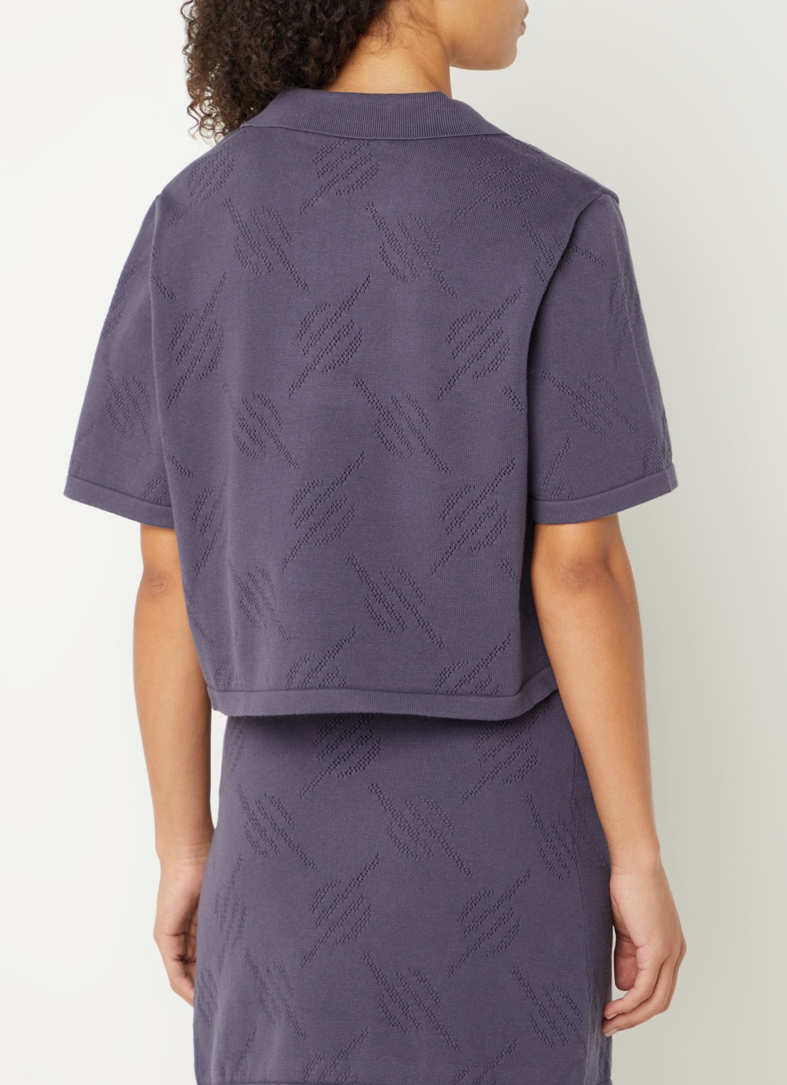 Daily Paper Top met logoprint en polokraag - achterkant middengrijs