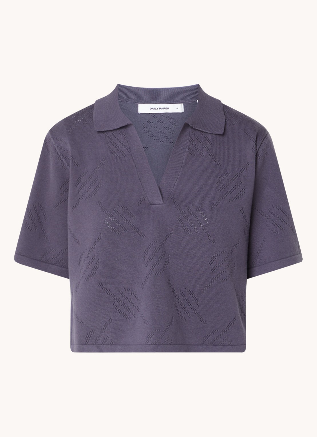 Daily Paper Top met logoprint en polokraag - voorkant 2 middengrijs
