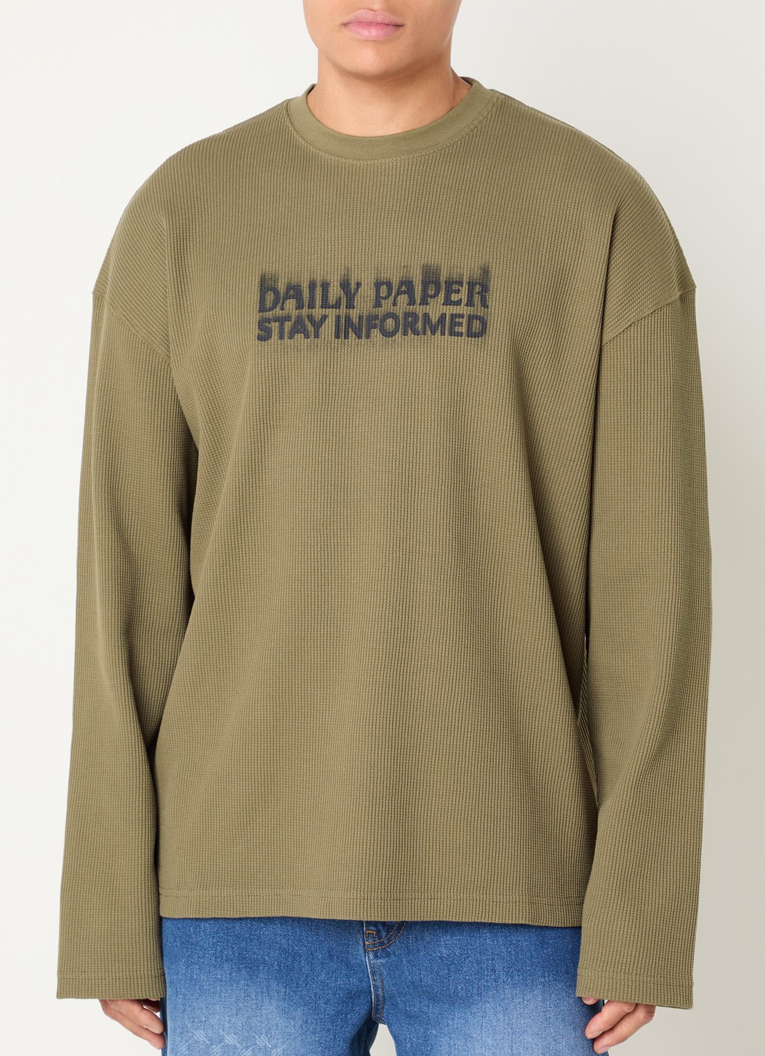Daily Paper Waffle Stay longsleeve met logoprint - detail 2 mosgroen
