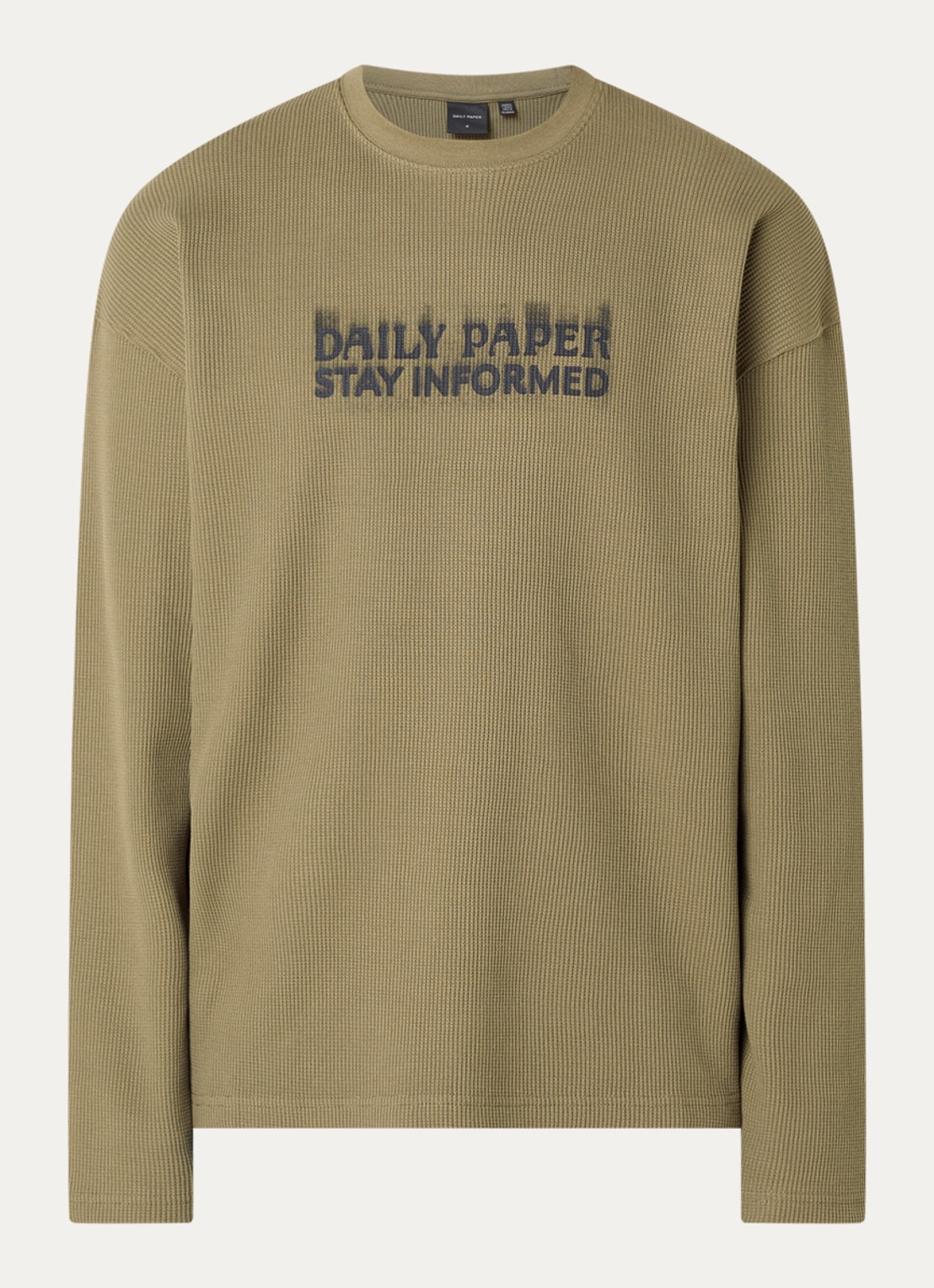 Daily Paper Waffle Stay longsleeve met logoprint - voorkant 3 mosgroen