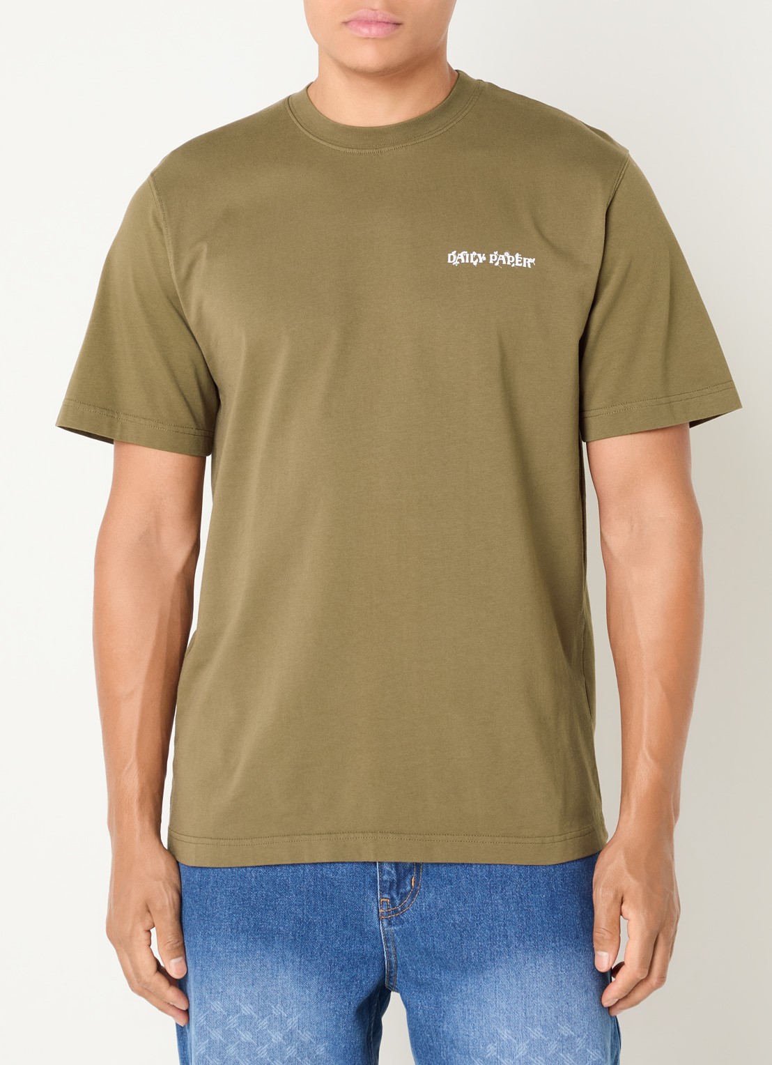 Daily Paper Wish Plant T-shirt met logo- en backprint - achterkant 2 mosgroen