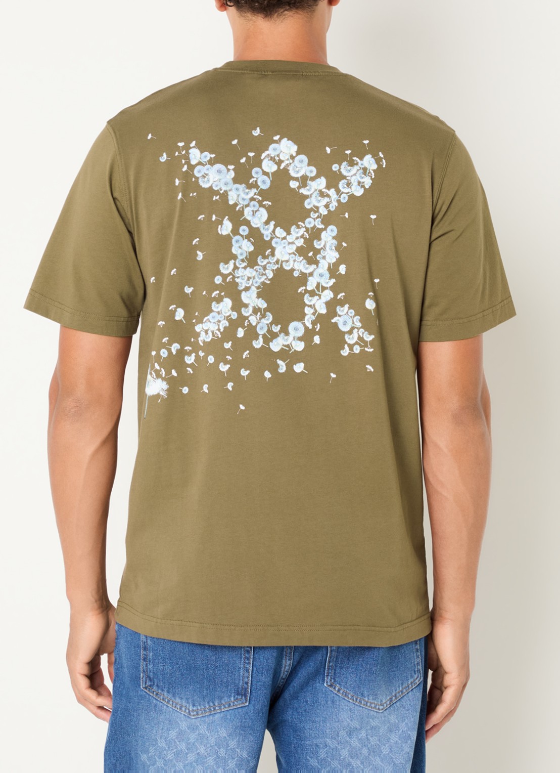 Daily Paper Wish Plant T-shirt met logo- en backprint - detail mosgroen