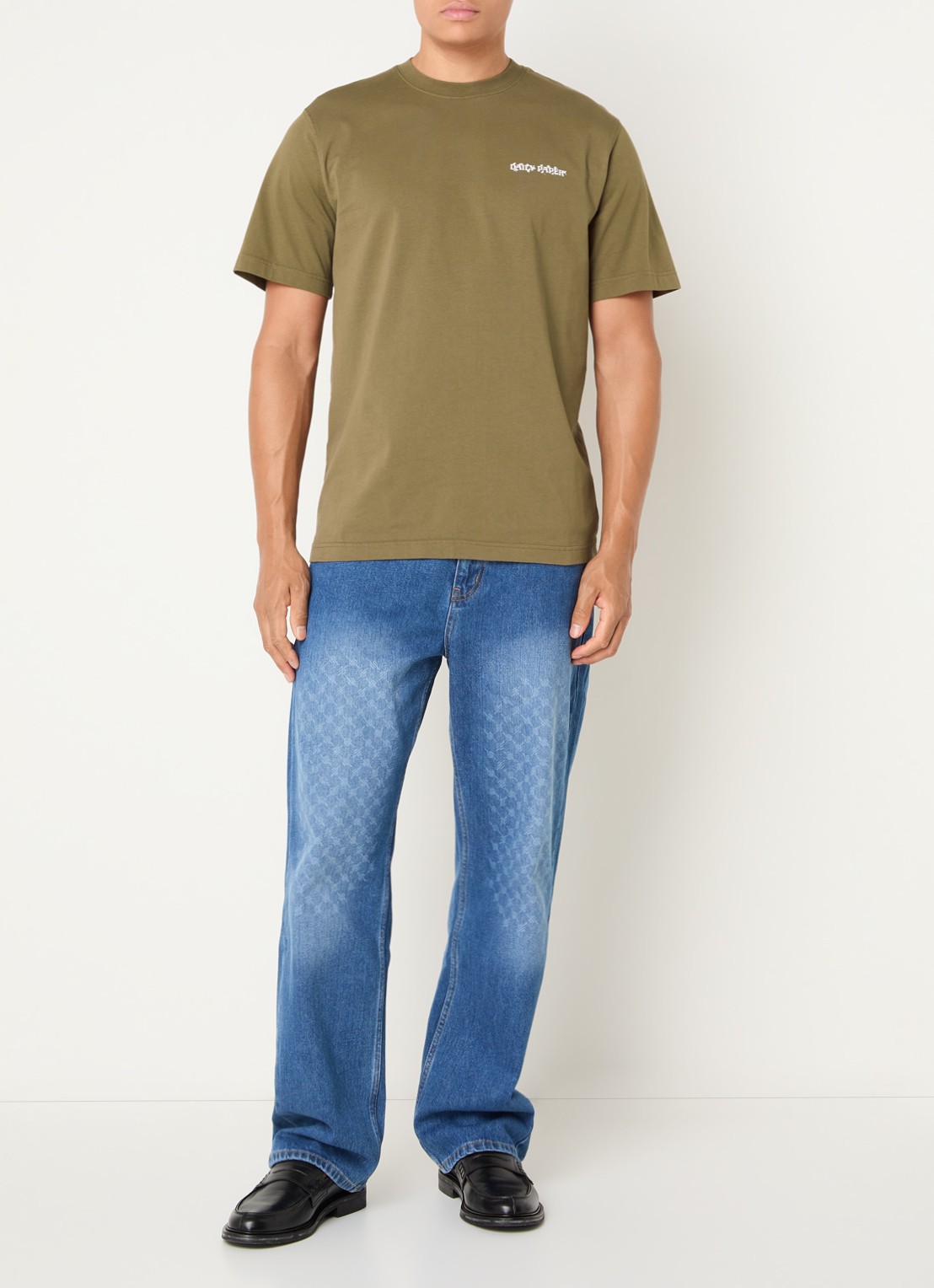 Daily Paper Wish Plant T-shirt met logo- en backprint - voorkant 4 mosgroen