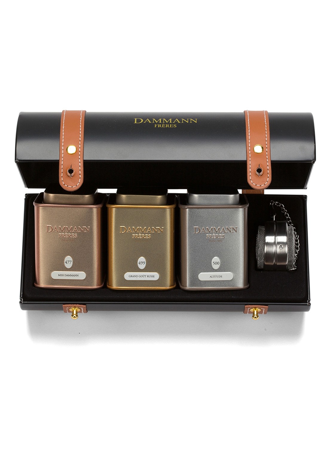DAMMANN Frères Merveilleux losse thee set in geschenkverpakking 3 x 30 gram met thee-ei - voorkant 3 undefined