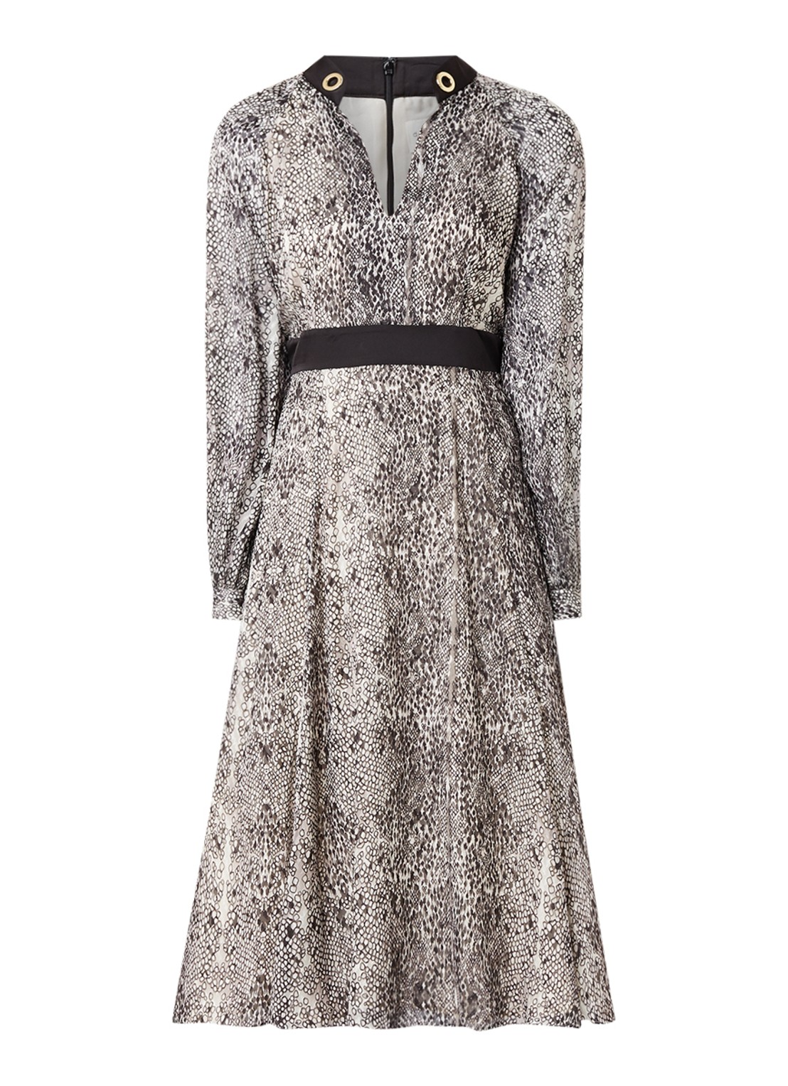 Damsel in a Dress Brooklyn A-lijn jurk met slangenprint - voorkant 3 gebroken wit