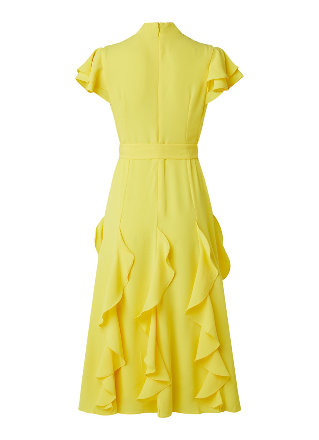 Damsel in a Dress Cemile midi jurk met volant en vlindermouw - achterkant 2 geel