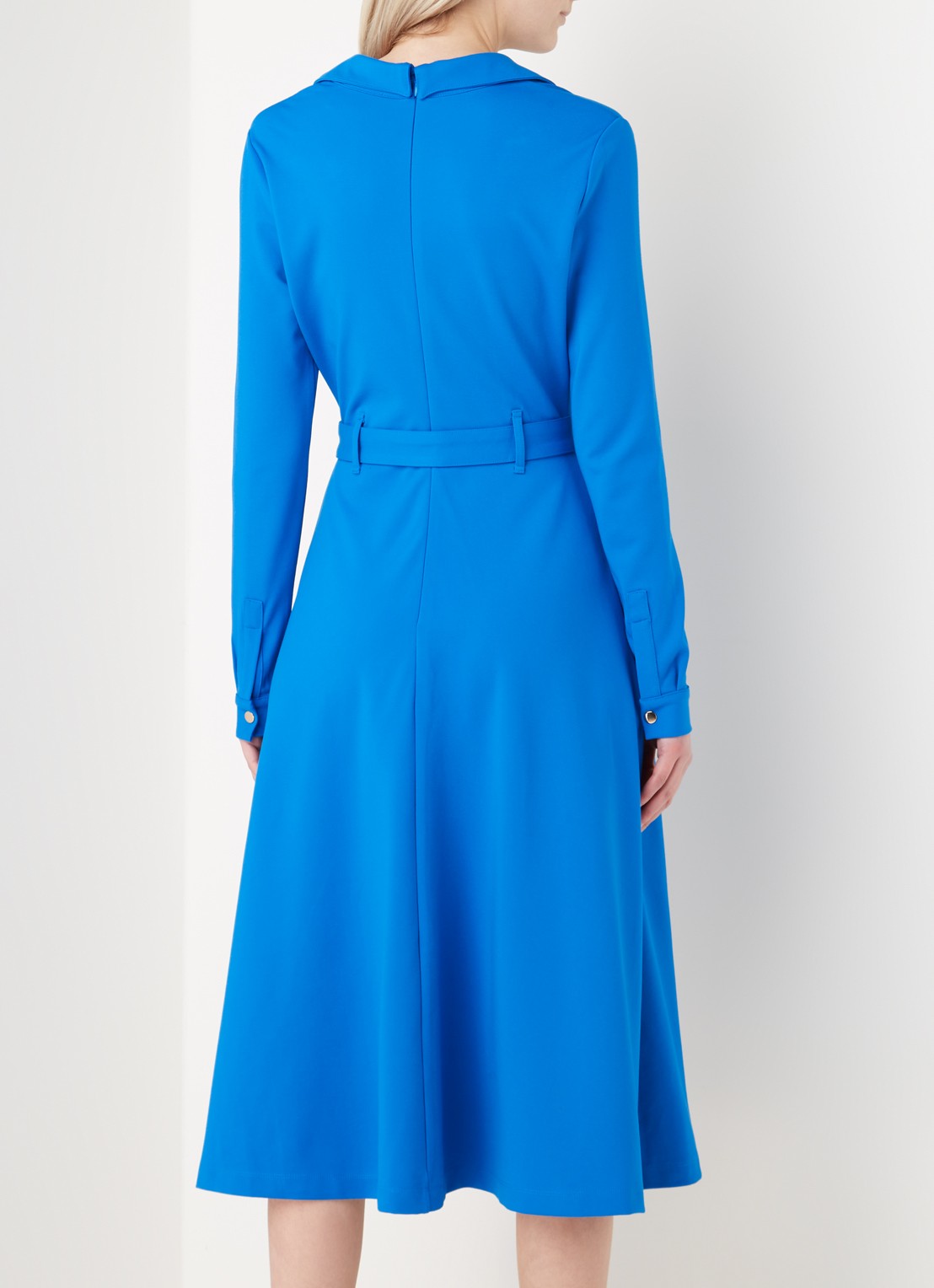 Damsel in a Dress Dalby midi jurk van jersey met ceintuur - achterkant 4 kobaltblauw