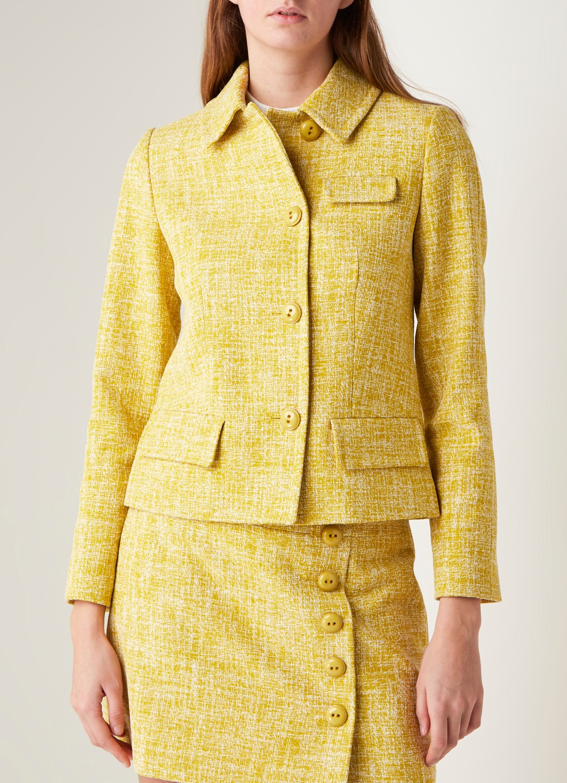 Damsel in a Dress Demelza blazer van tweed met klepzakken - detail 4 donkergeel