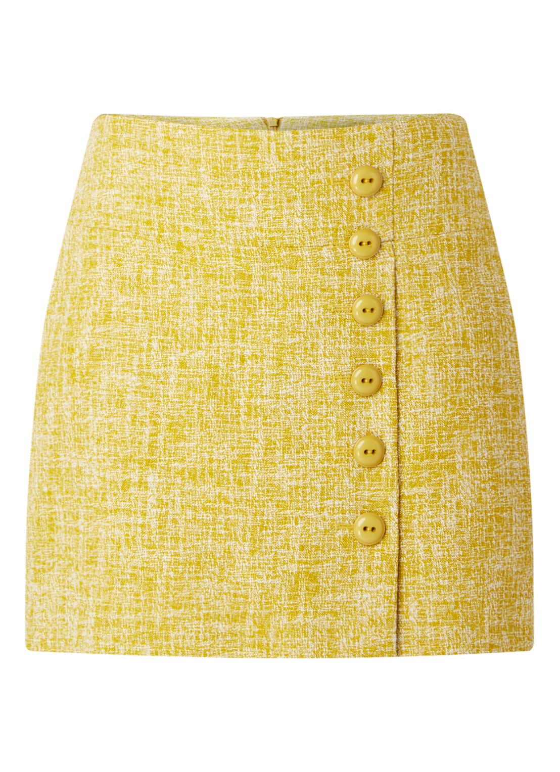 Damsel in a Dress Demelza Tweed Skirt Yellow 08 - voorkant 2 donkergeel