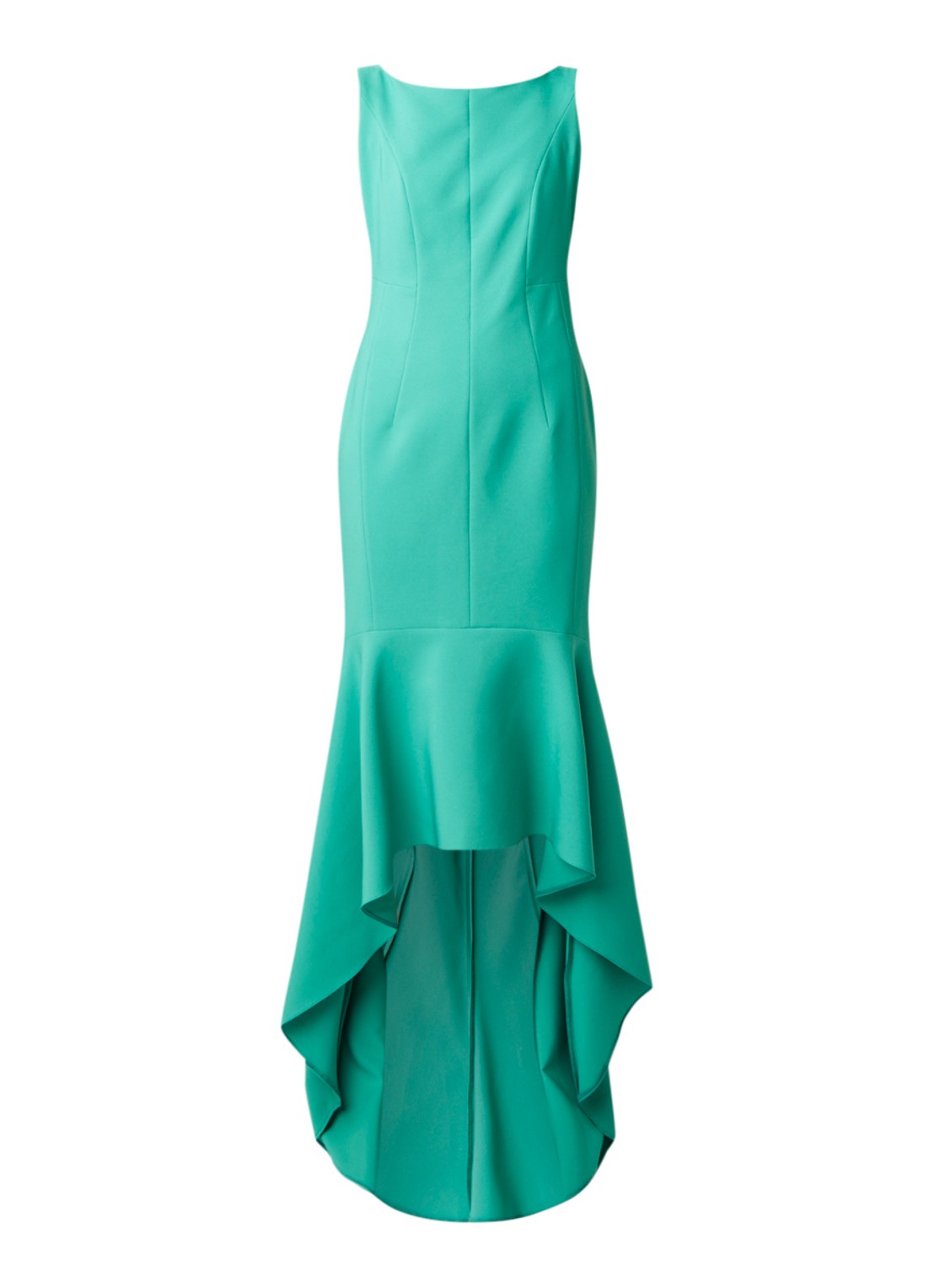Damsel in a Dress Leela mouwloze galajurk met volant en ronde hals - voorkant mint