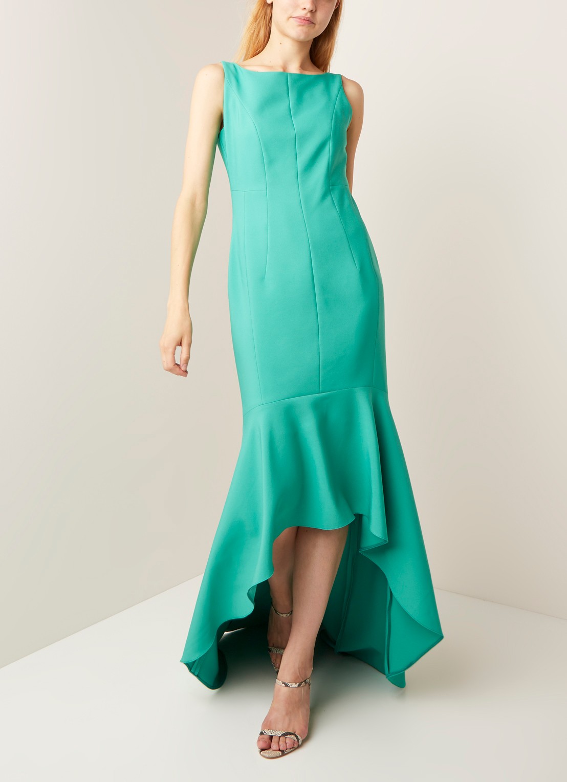 Damsel in a Dress Leela mouwloze galajurk met volant en ronde hals - voorkant 2 mint