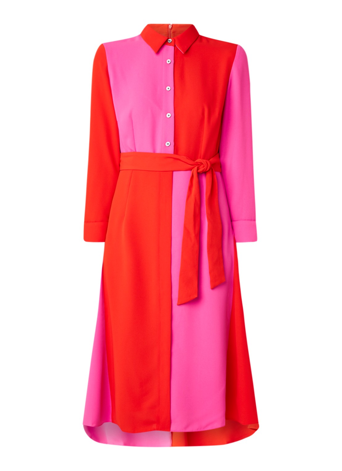 Damsel in a Dress Mila blousejurk met colourblocking en strikceintuur - voorkant 3 donkeroranje