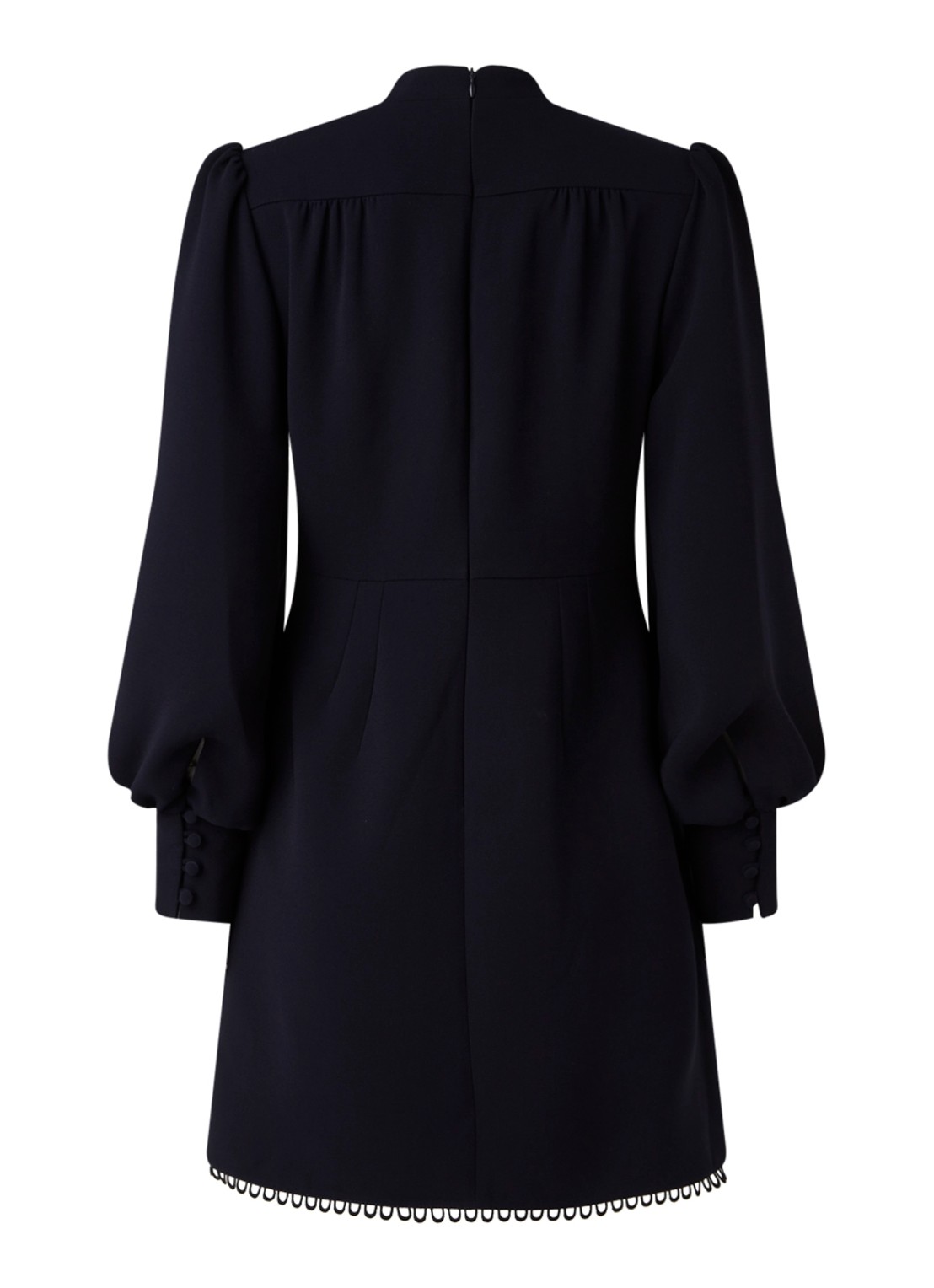 Damsel in a Dress Zeli mini jurk met pofmouw en knoopdetail - achterkant 2 donkerblauw