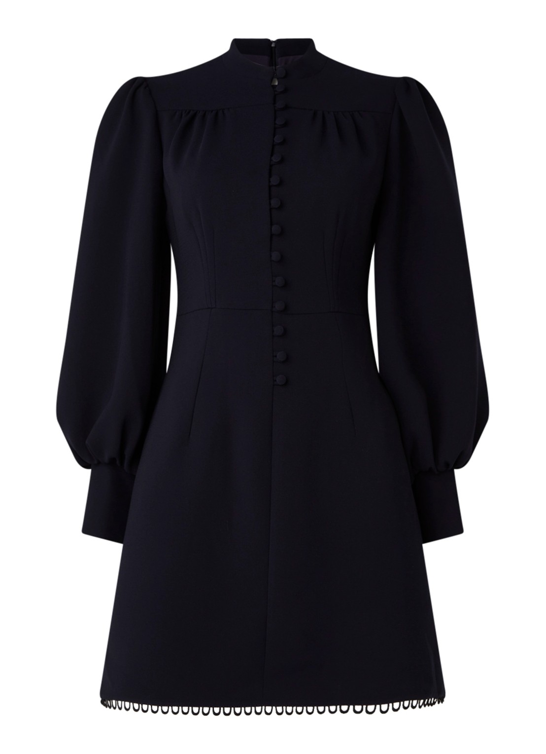 Damsel in a Dress Zeli mini jurk met pofmouw en knoopdetail - voorkant 3 donkerblauw