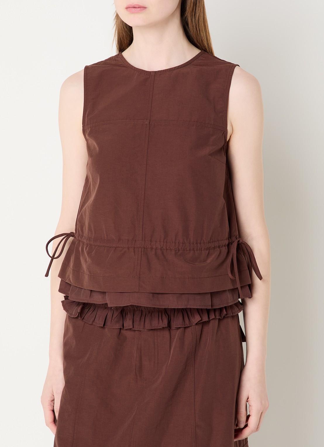 Damson Madder Ailani top met gestrikt detail - achterkant 3 donkerbruin