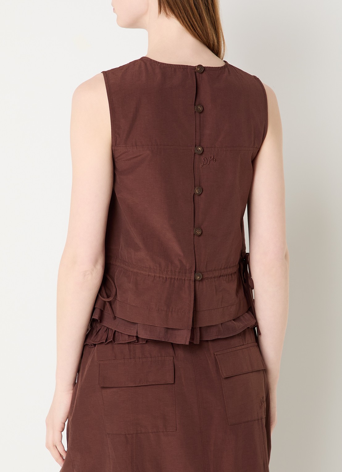 Damson Madder Ailani top met gestrikt detail - detail 4 donkerbruin