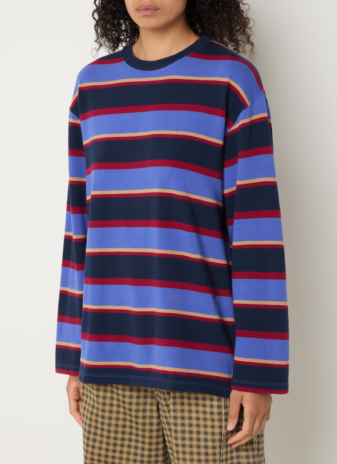 Damson Madder Ali longsleeve met streepprint - detail 3 donkerblauw