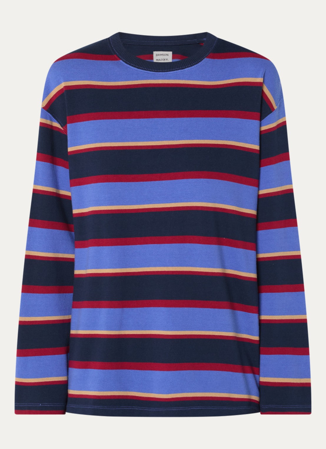 Damson Madder Ali longsleeve met streepprint - voorkant donkerblauw