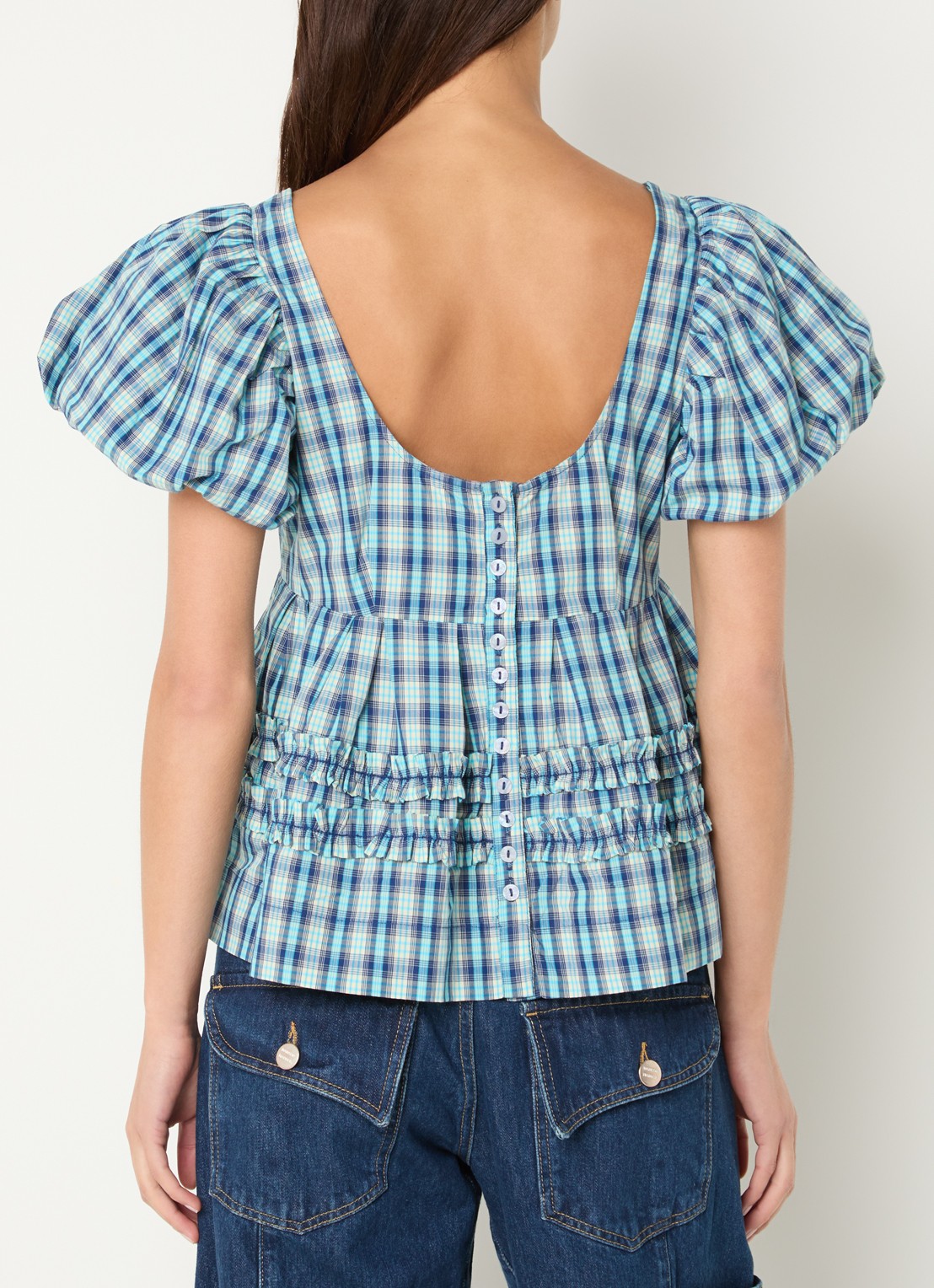 Damson Madder Blouse met pofmouw - achterkant 3 blauw