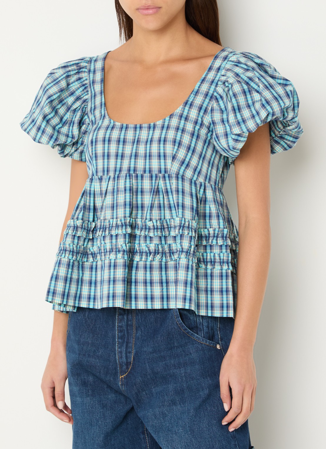 Damson Madder Blouse met pofmouw - detail 4 blauw