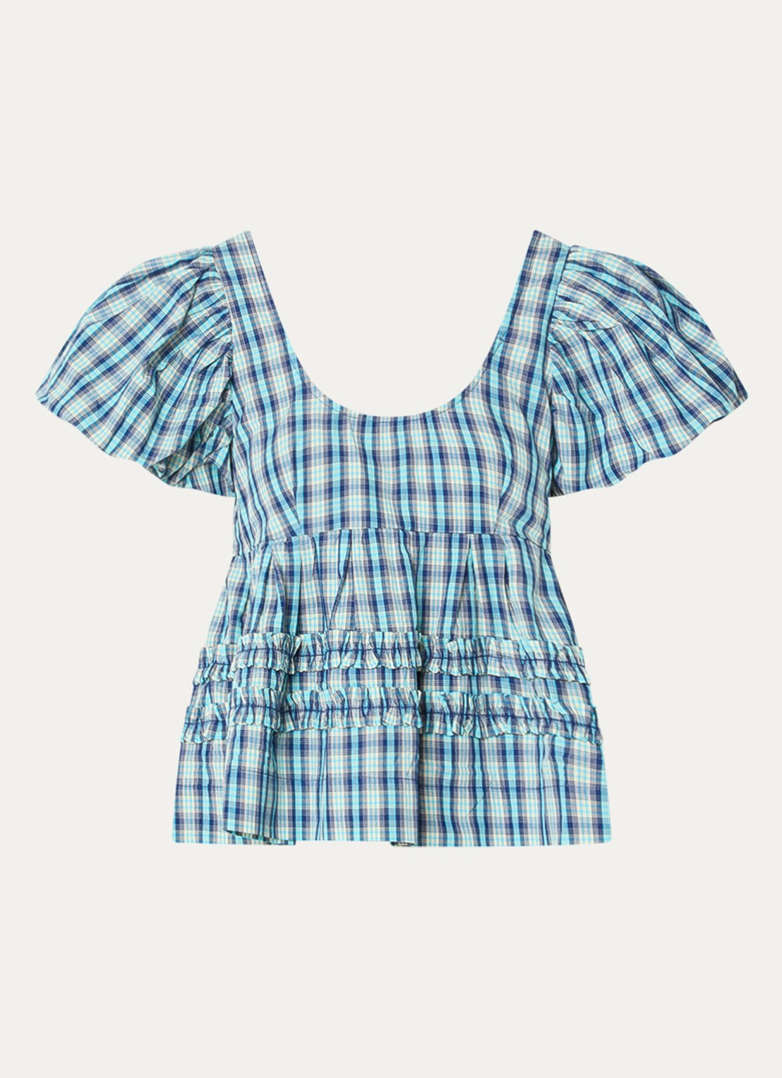 Damson Madder Blouse met pofmouw - voorkant blauw