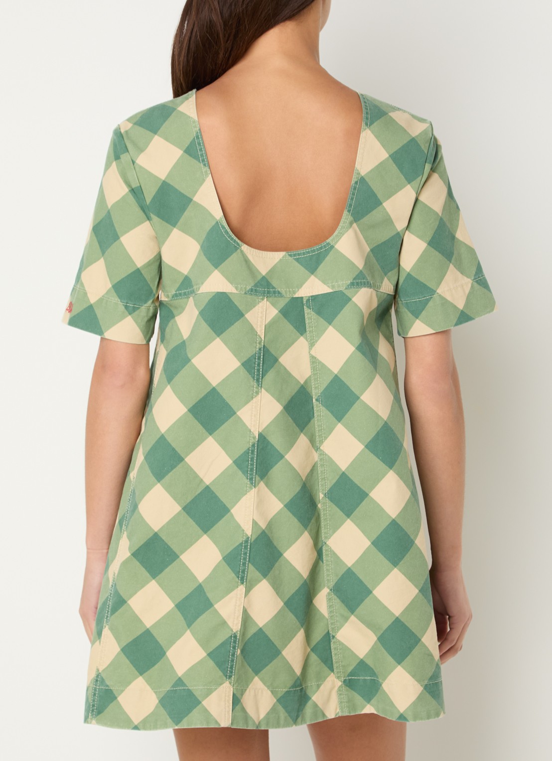 Damson Madder Bridget mini jurk met ruitdessin - achterkant multicolor