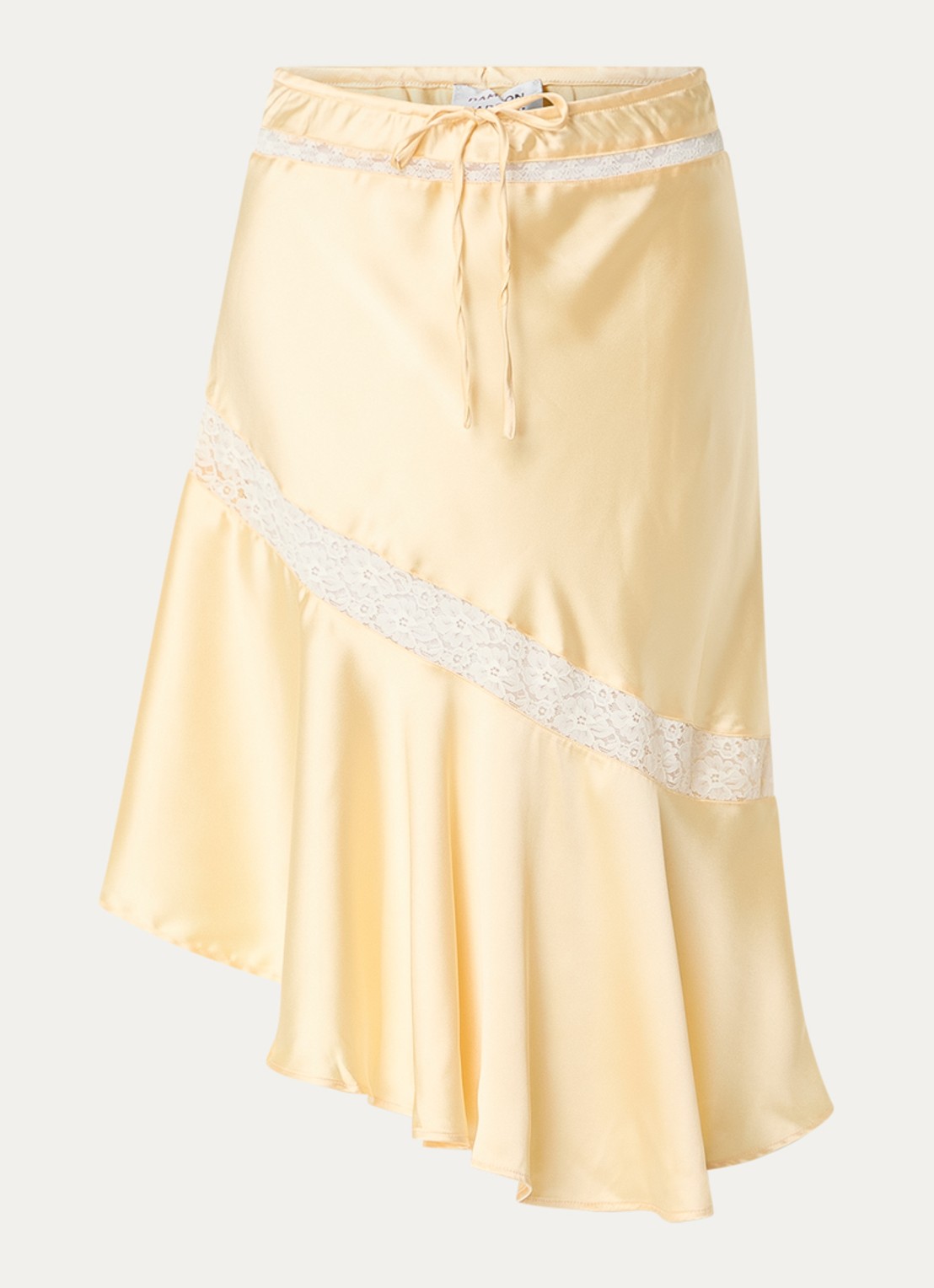 Damson Madder Delphia midi rok van satijn met broderie - voorkant 2 geel
